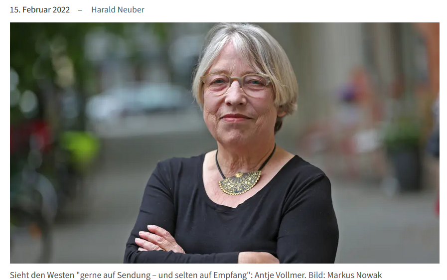 Antje Vollmer in einem Interviewbild